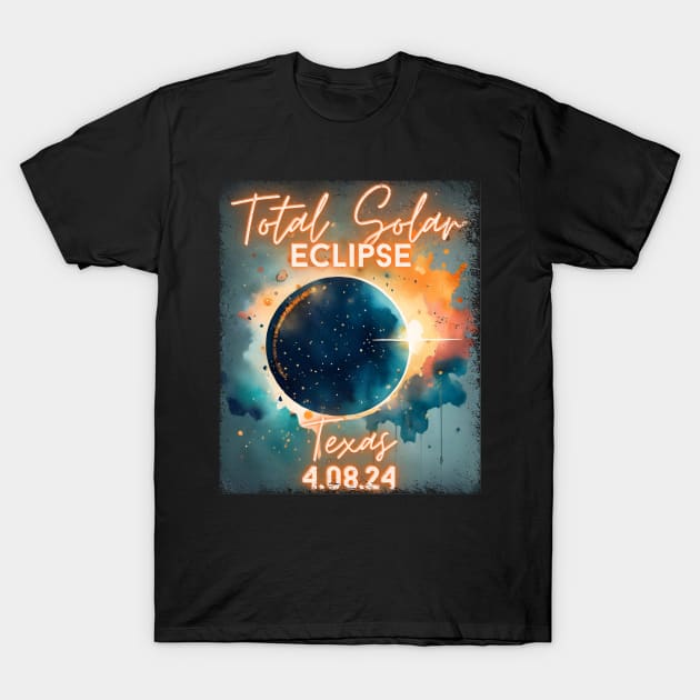 Total Solar Eclipse 2024 Texas Art Science Men Women Kids T-Shirt by AimArtStudio